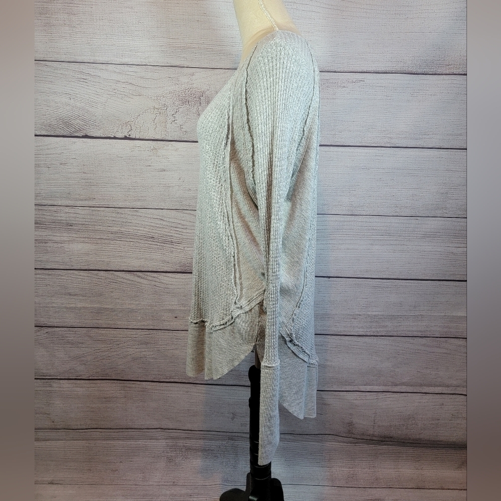 WE The Free Free People Catalina Oversized Thremal Shirt Grey Size Small - Picture 5 of 9